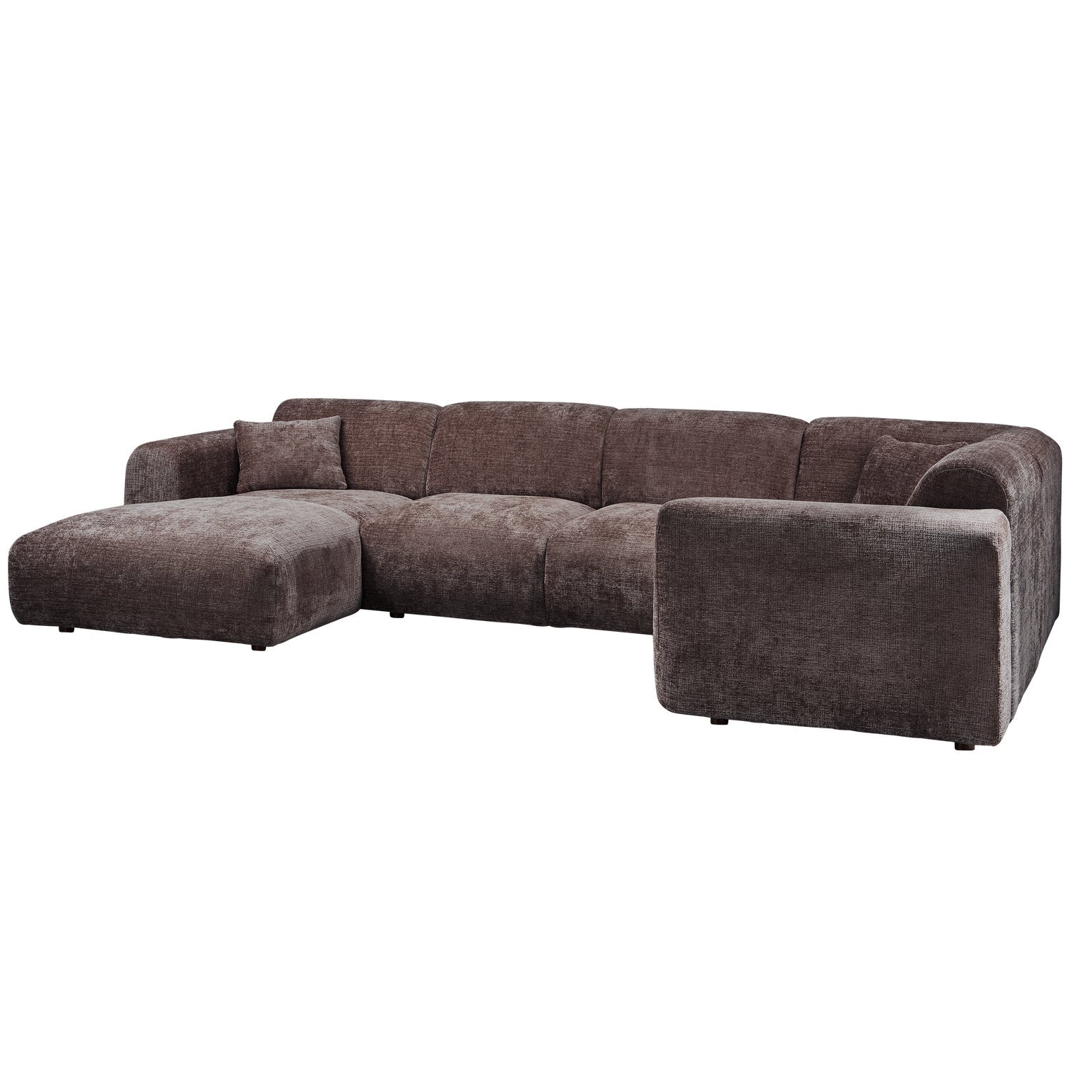 Right-facing panoramic corner sofa CLOUD in brown