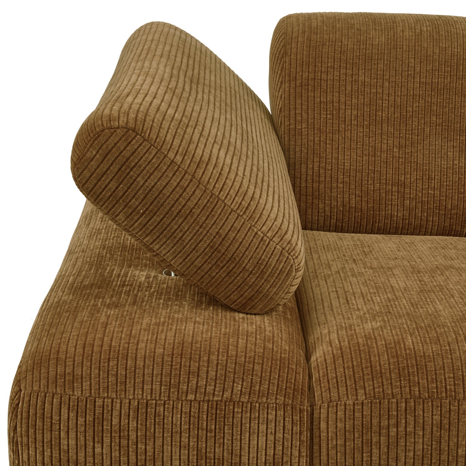 Modulares Sofa MOJO - linkes Element in dunklem Honigcord