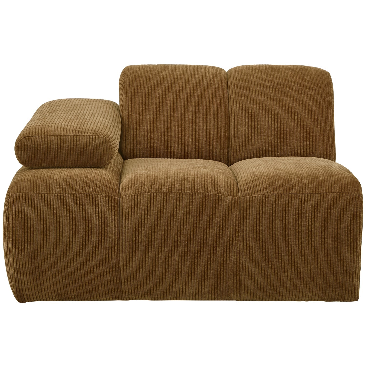 Modulares Sofa MOJO - linkes Element in dunklem Honigcord