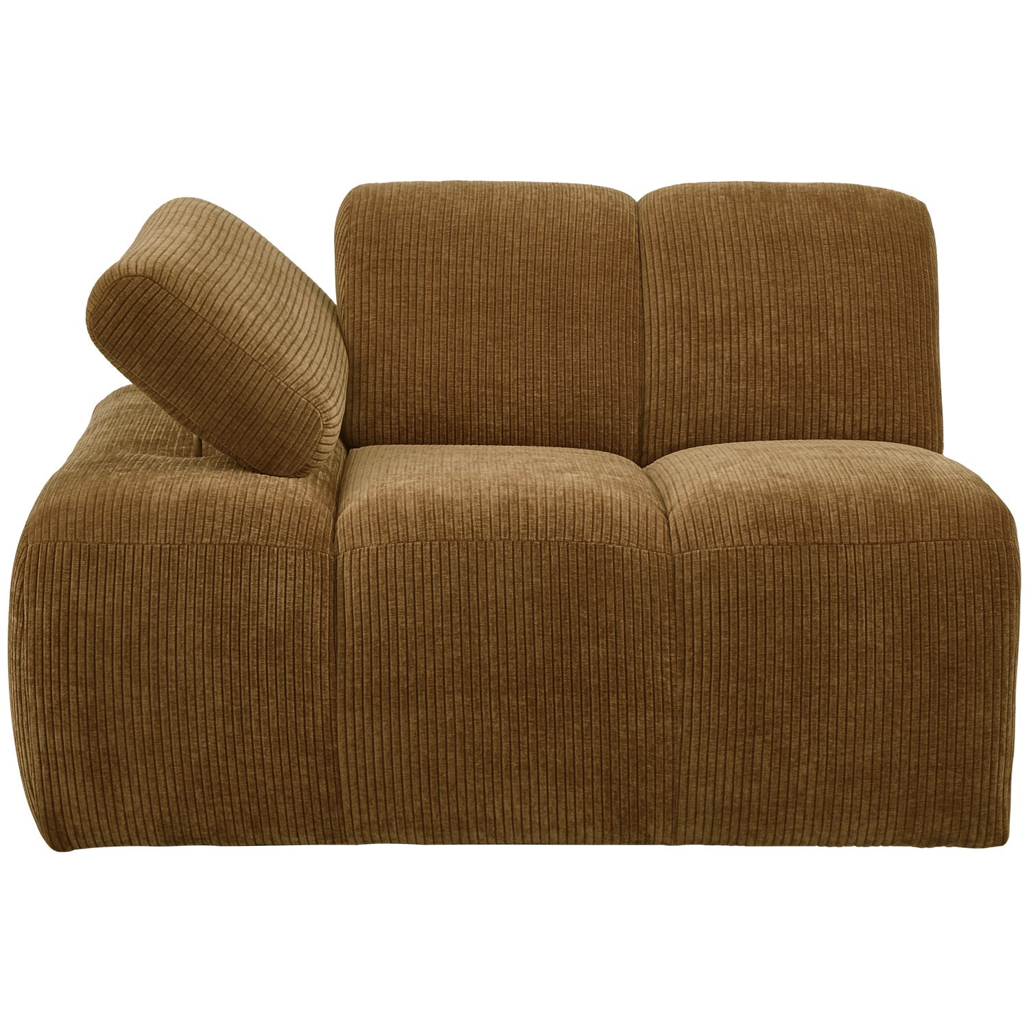 Modulares Sofa MOJO - linkes Element in dunklem Honigcord