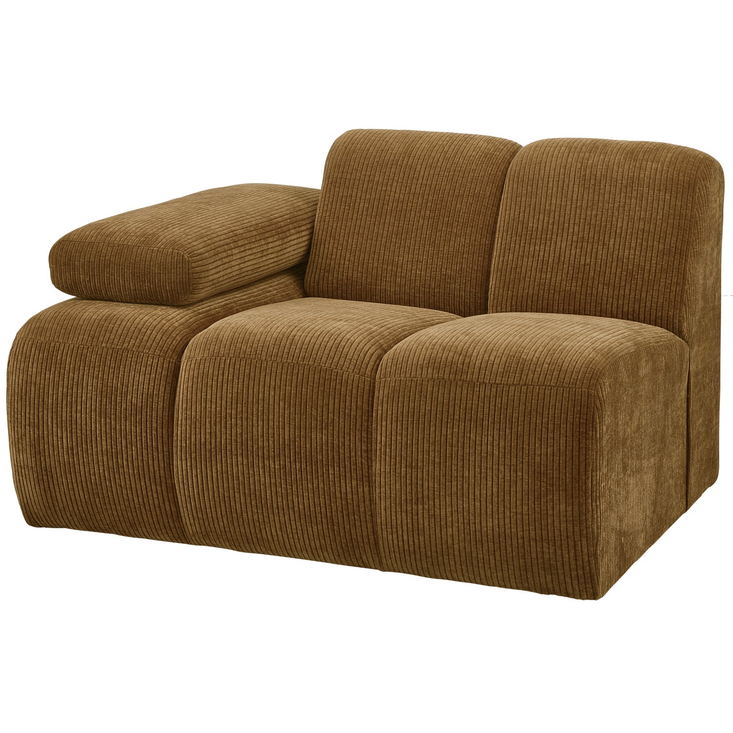 Modulares Sofa MOJO - linkes Element in dunklem Honigcord