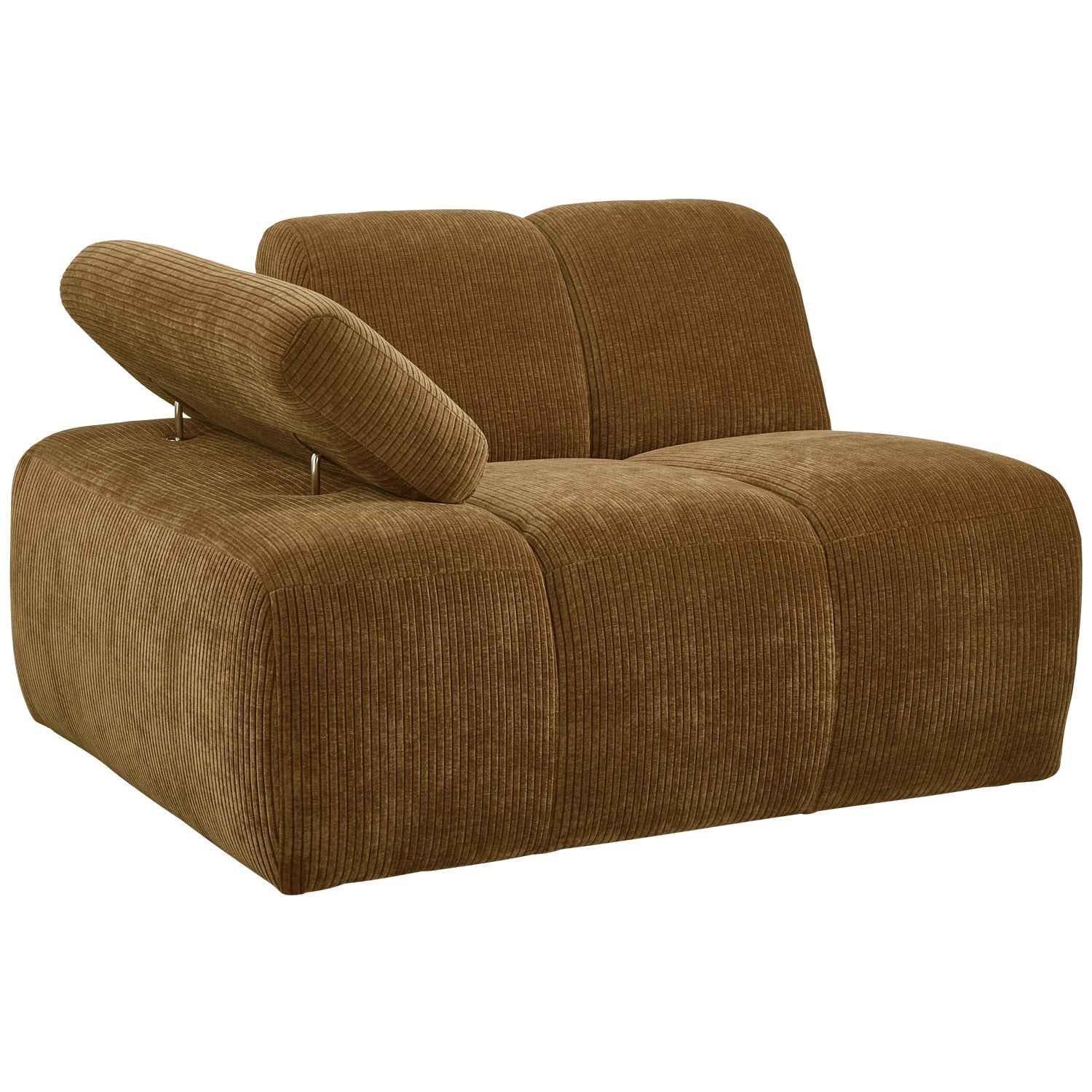 Modulares Sofa MOJO - linkes Element in dunklem Honigcord