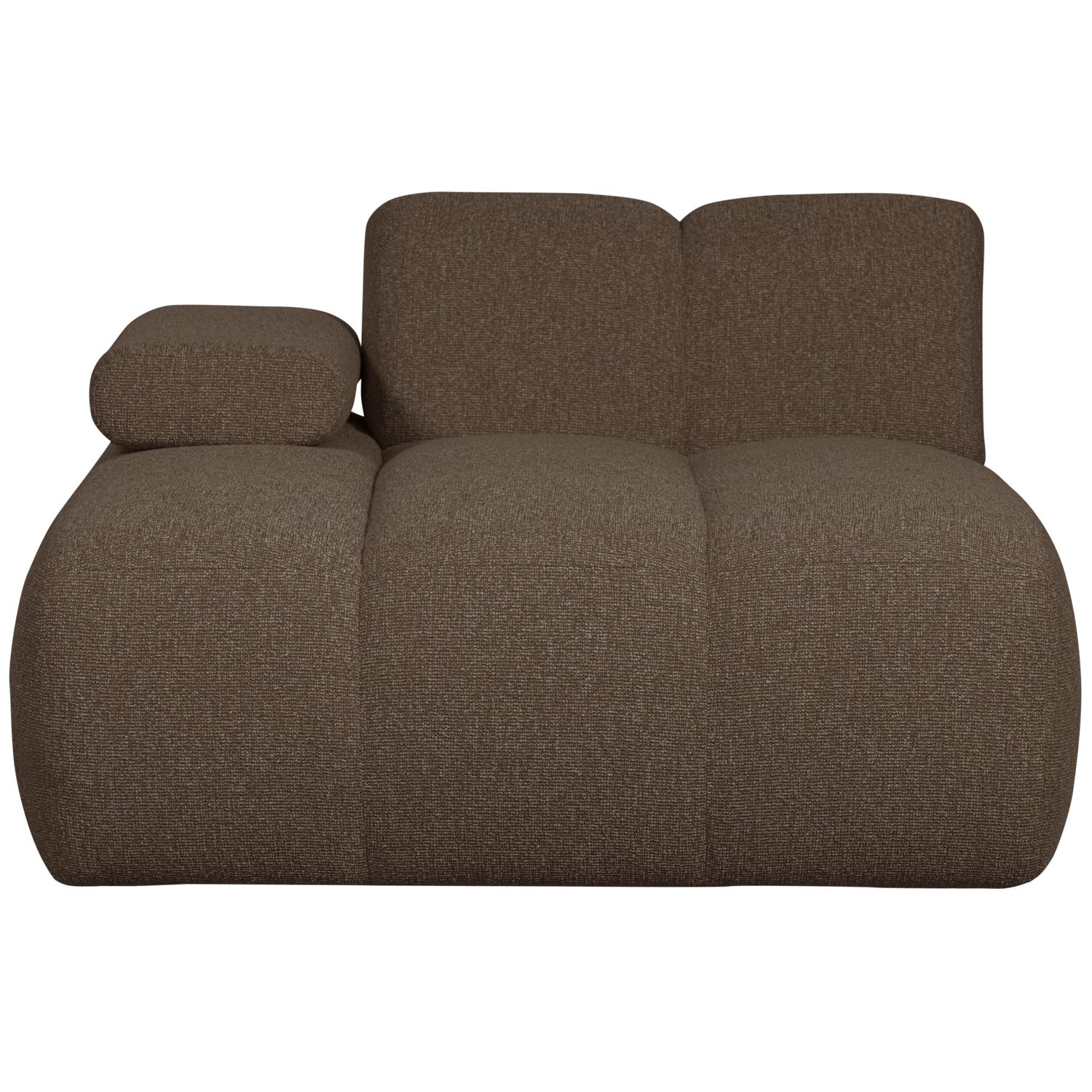 Modulares Sofa MOJO - linksseitiger Chaiselongue in dunkelbraunem Bouclé