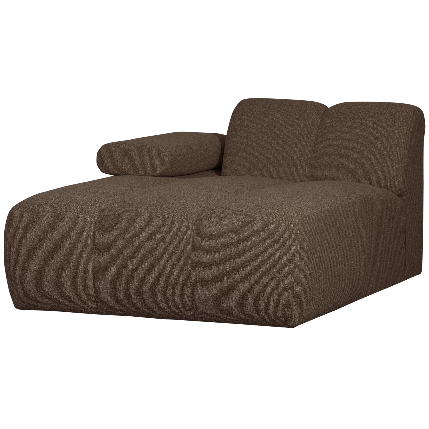 Modulares Sofa MOJO - linksseitiger Chaiselongue in dunkelbraunem Bouclé