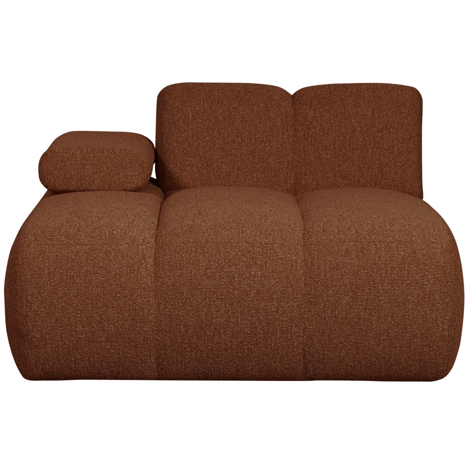 Modulares Sofa MOJO - linksseitiger Chaiselongue in braunem Bouclé
