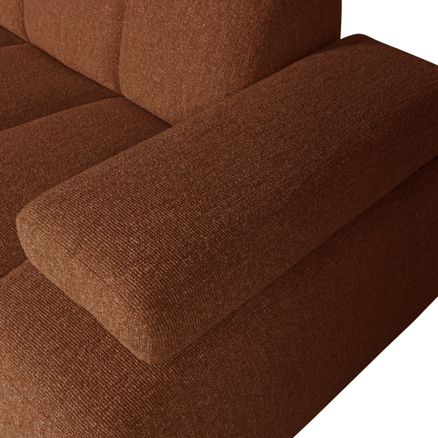 Modularer, linksseitiger Ecksofa MOJO in braunem Bouclé