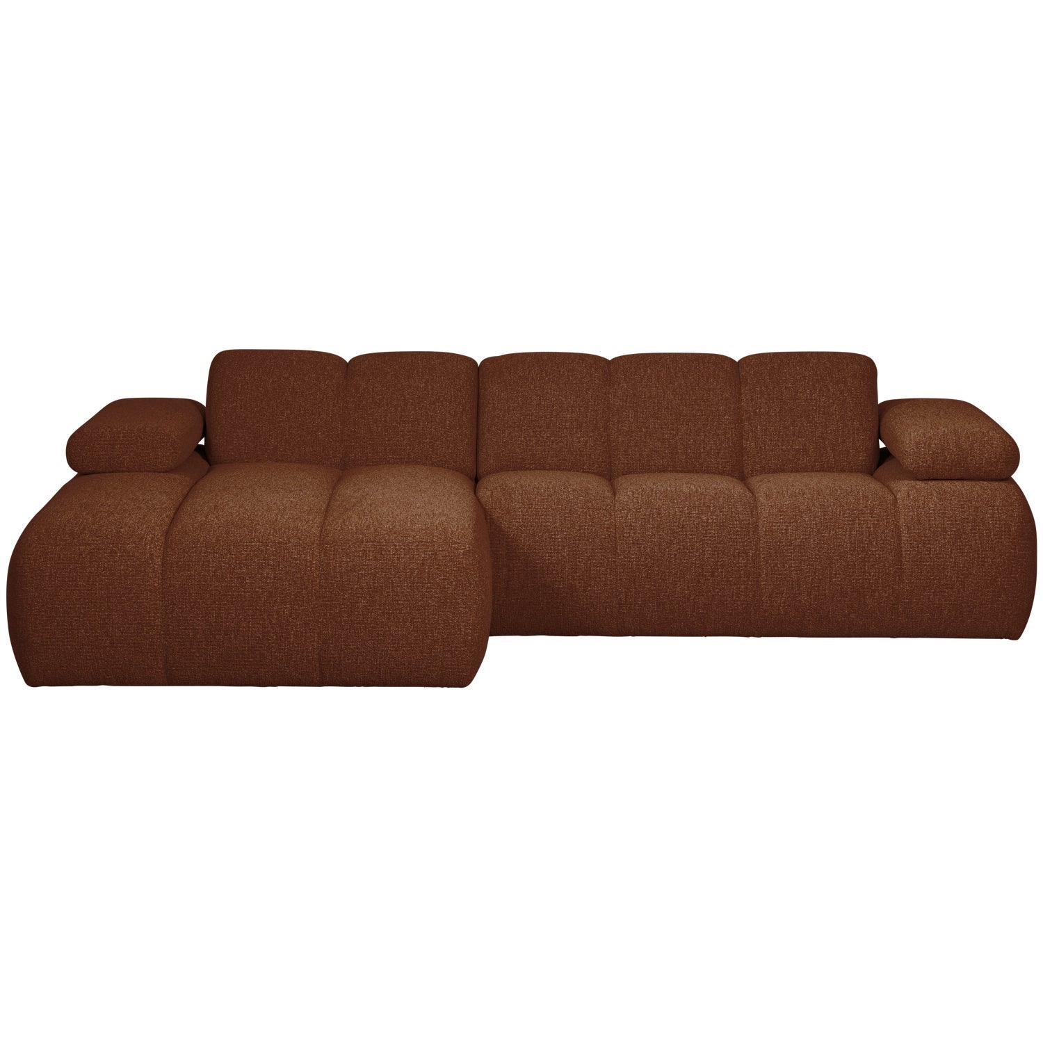 Modularer, linksseitiger Ecksofa MOJO in braunem Bouclé