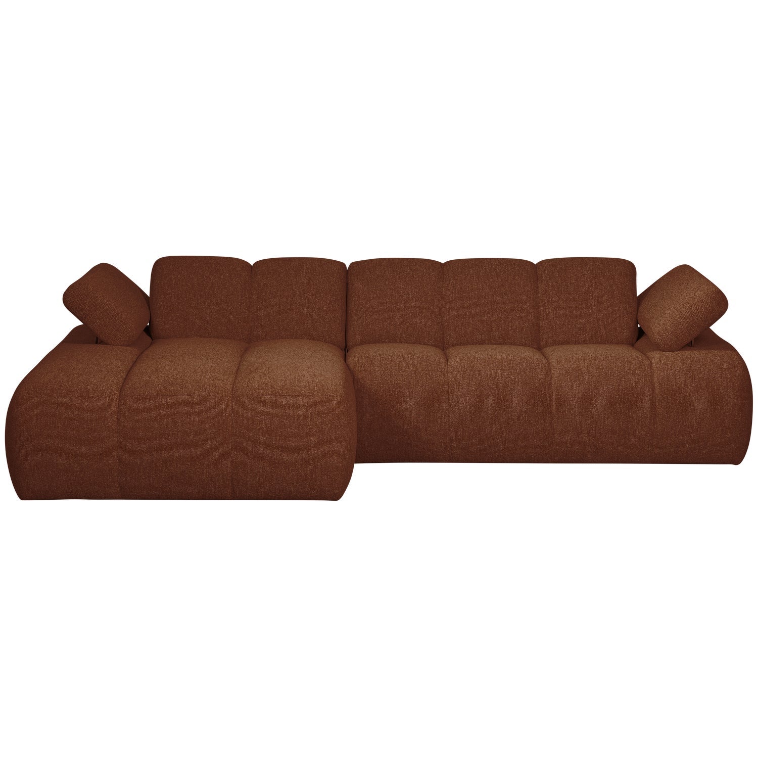 Modularer, linksseitiger Ecksofa MOJO in braunem Bouclé