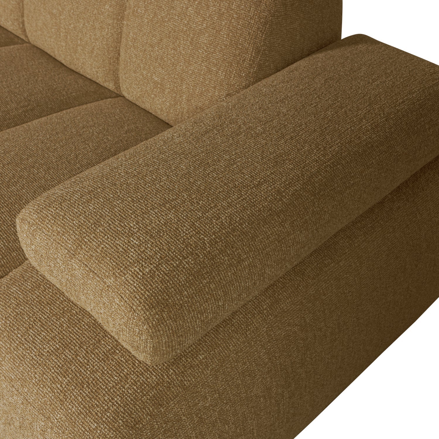 Modularer linksseitiger Ecksofa MOJO in dunklem Honig-Bouclé