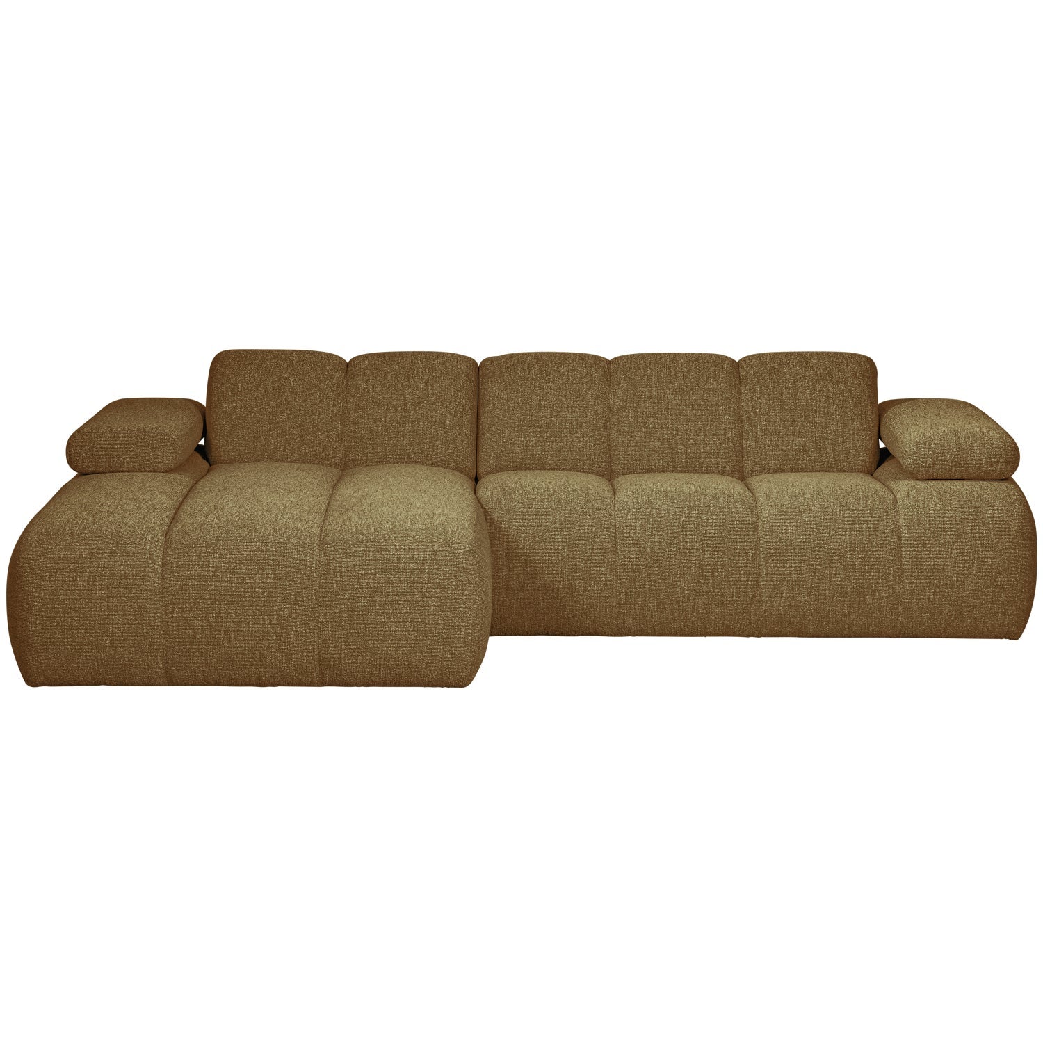 Modularer linksseitiger Ecksofa MOJO in dunklem Honig-Bouclé