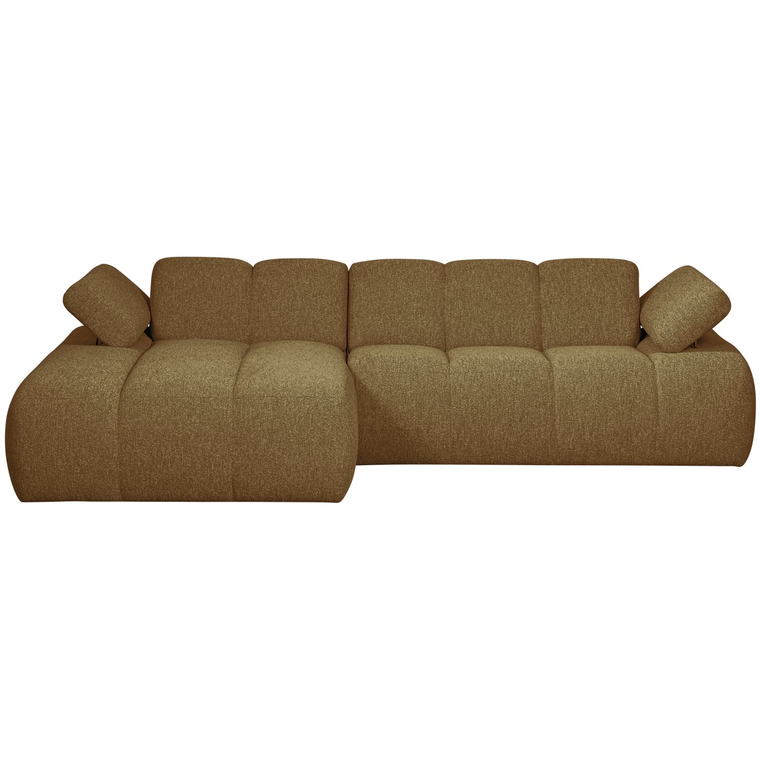 Modularer linksseitiger Ecksofa MOJO in dunklem Honig-Bouclé