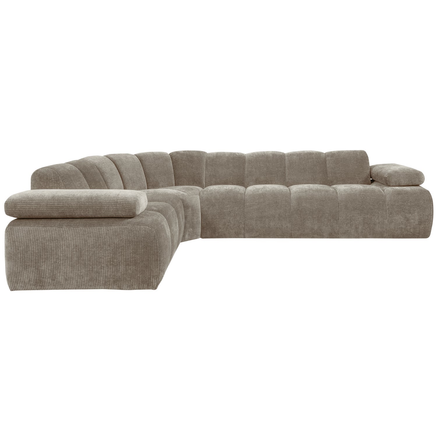 Modularer, linksseitiger 6-Sitzer MOJO in dunkelbeigem Cord