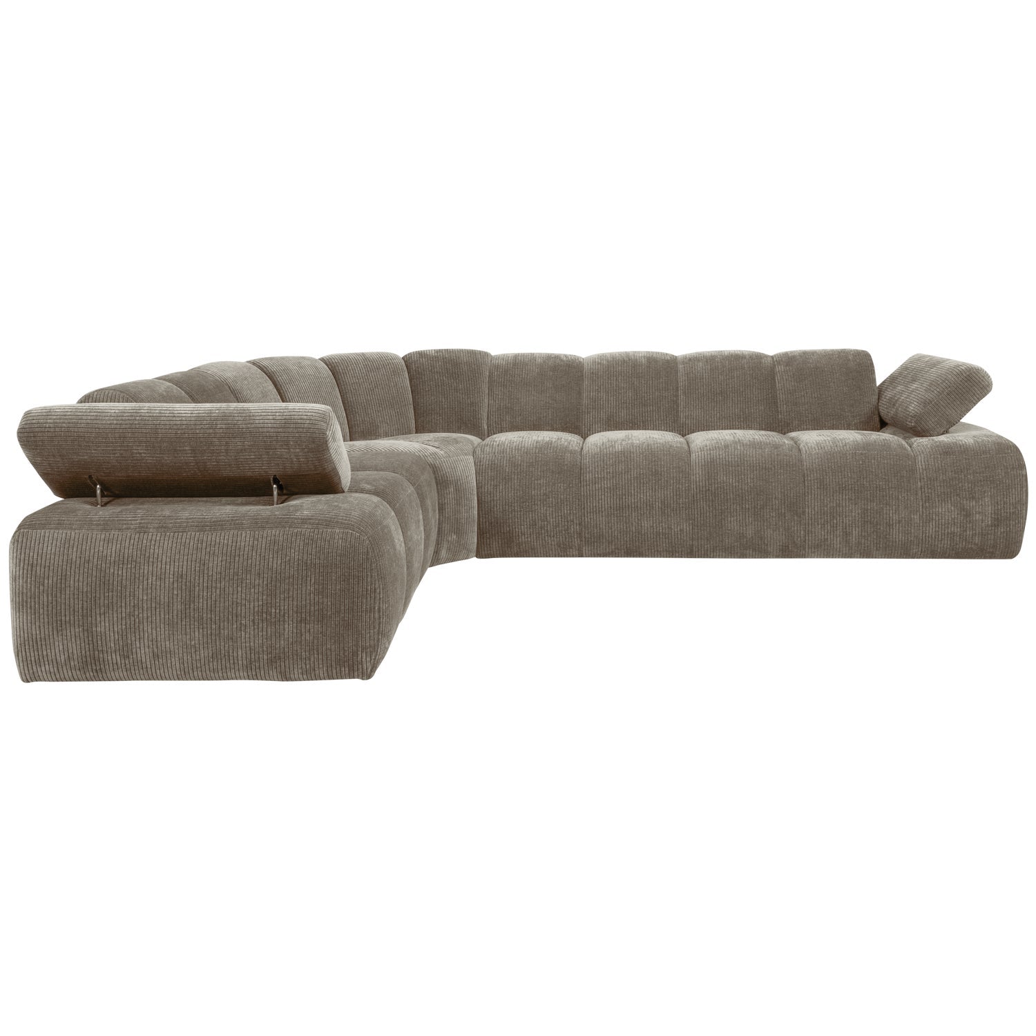 Modularer, linksseitiger 6-Sitzer MOJO in dunkelbeigem Cord