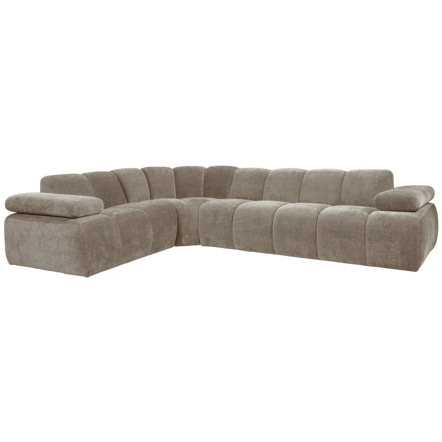 Modularer, linksseitiger 6-Sitzer MOJO in dunkelbeigem Cord