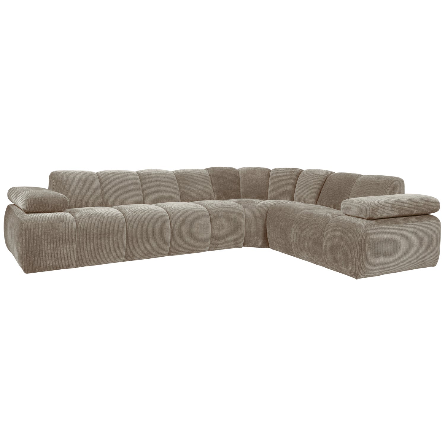 Modularer Ecksofa rechtsseitig für 6 Personen MOJO in dunkelbeigem Cord