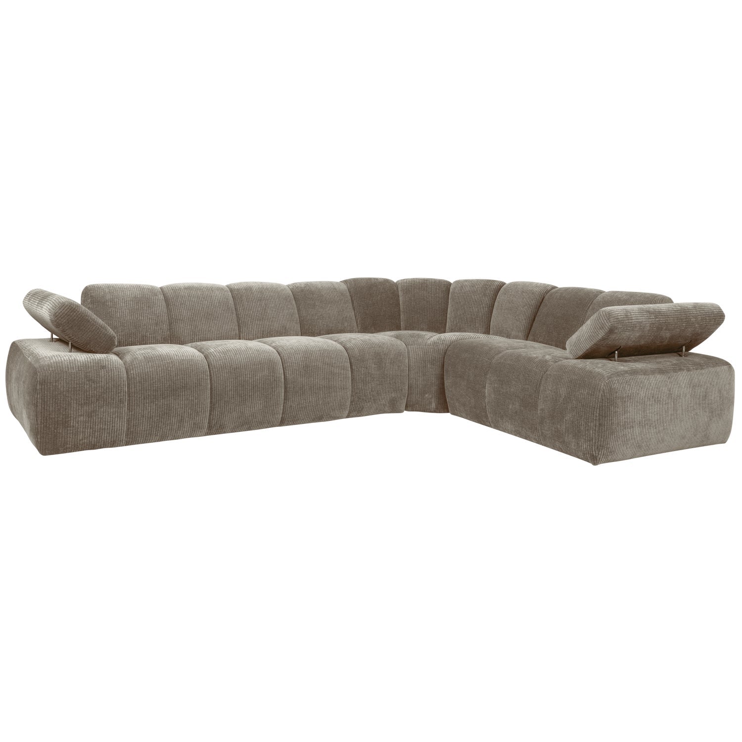 Modularer Ecksofa rechtsseitig für 6 Personen MOJO in dunkelbeigem Cord