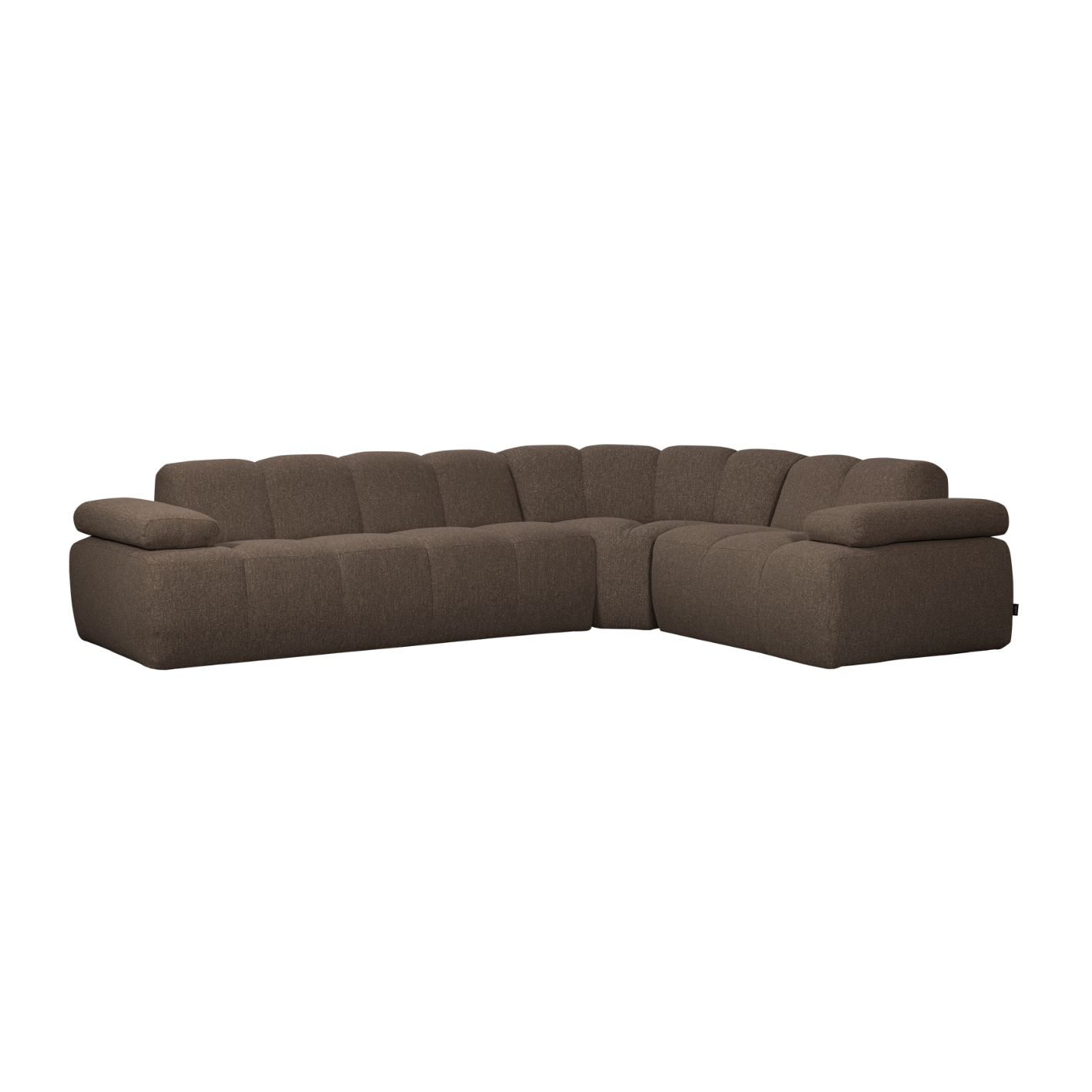 Right-facing modular sofa for 6 people MOJO brown mélange boucle