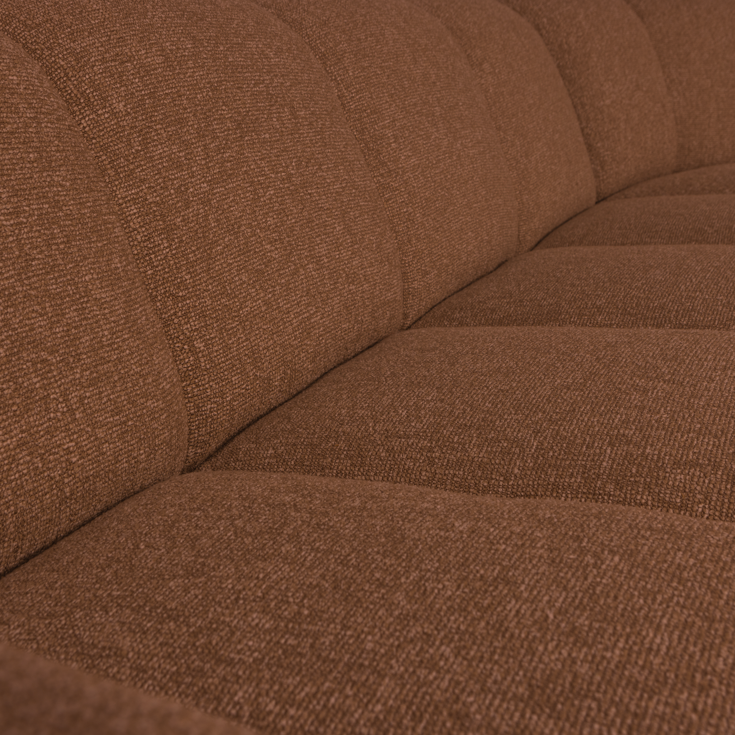 Right-facing modular sofa for 6 people MOJO rust brown mélange boucle