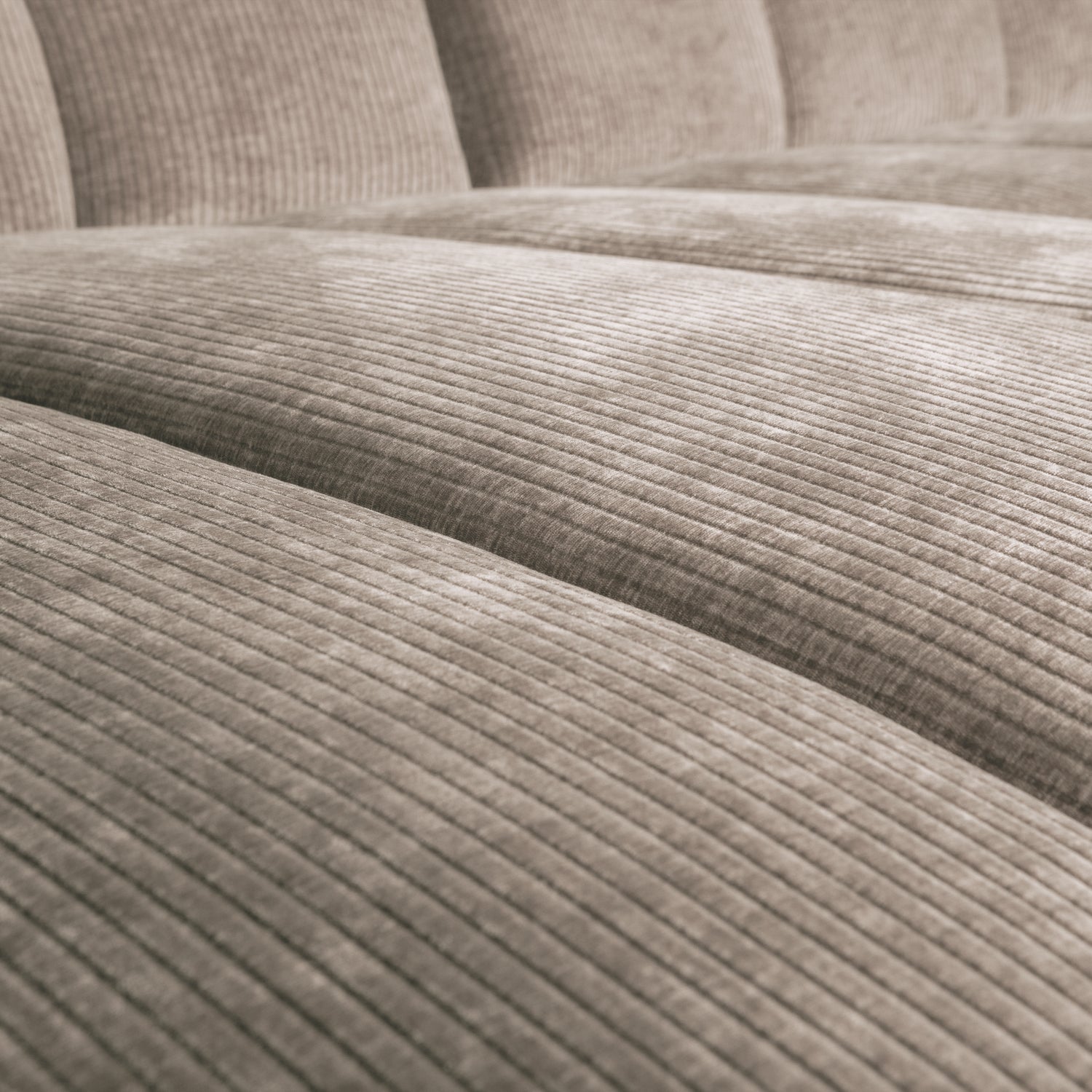 Modularer linksseitiger Ecksofa MOJO in dunkelbeigem Cord