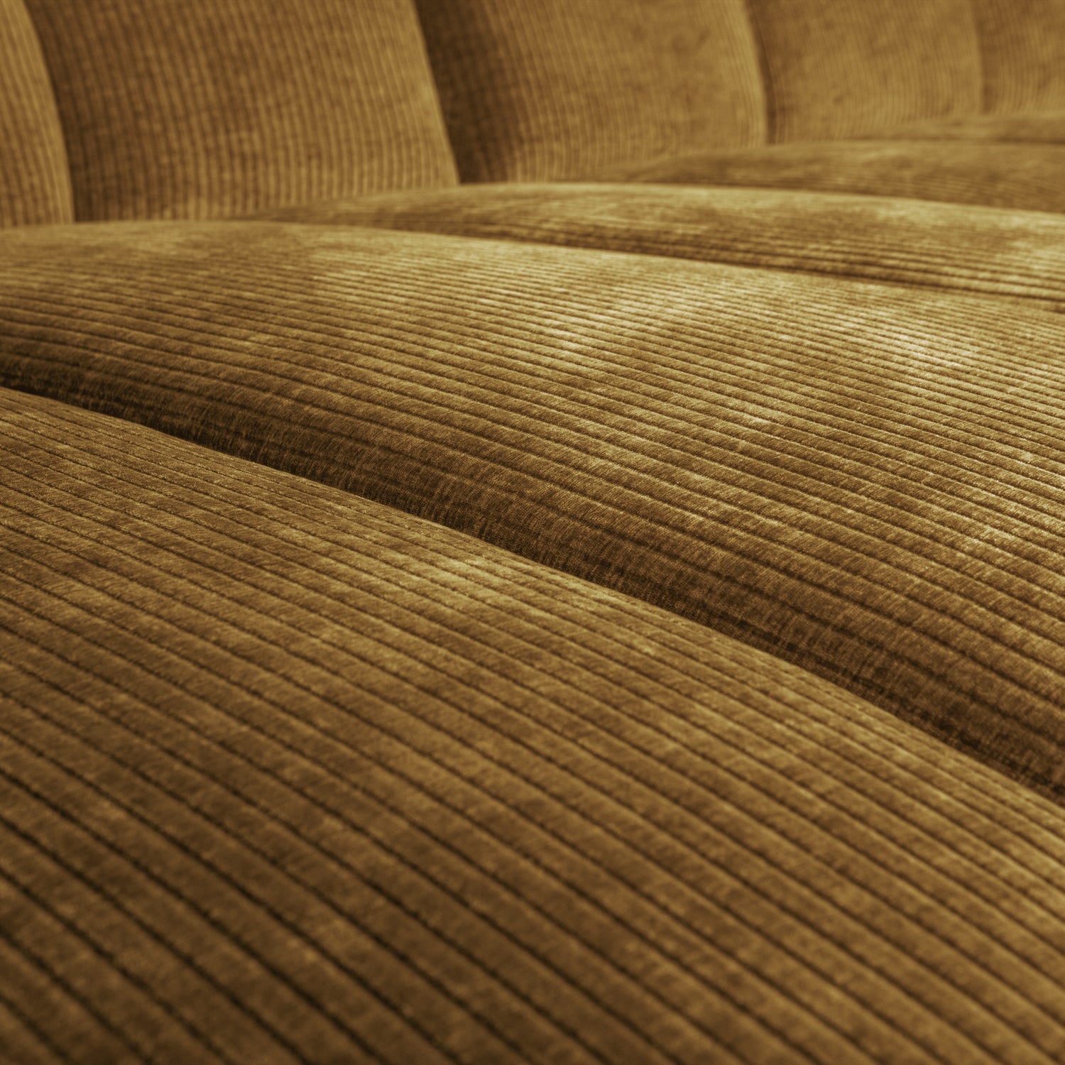 Modularer linker Ecksofa MOJO in dunklem Honigcord