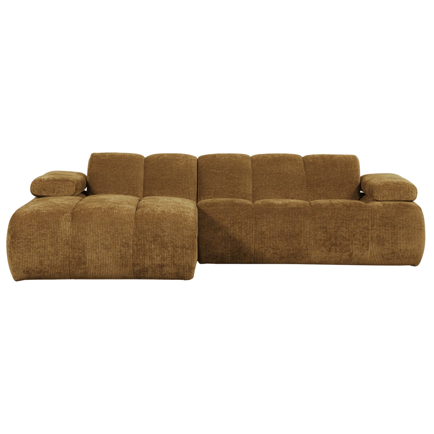 Modularer linker Ecksofa MOJO in dunklem Honigcord
