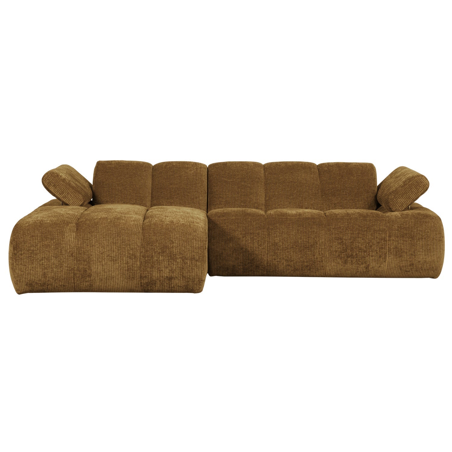Modularer linker Ecksofa MOJO in dunklem Honigcord