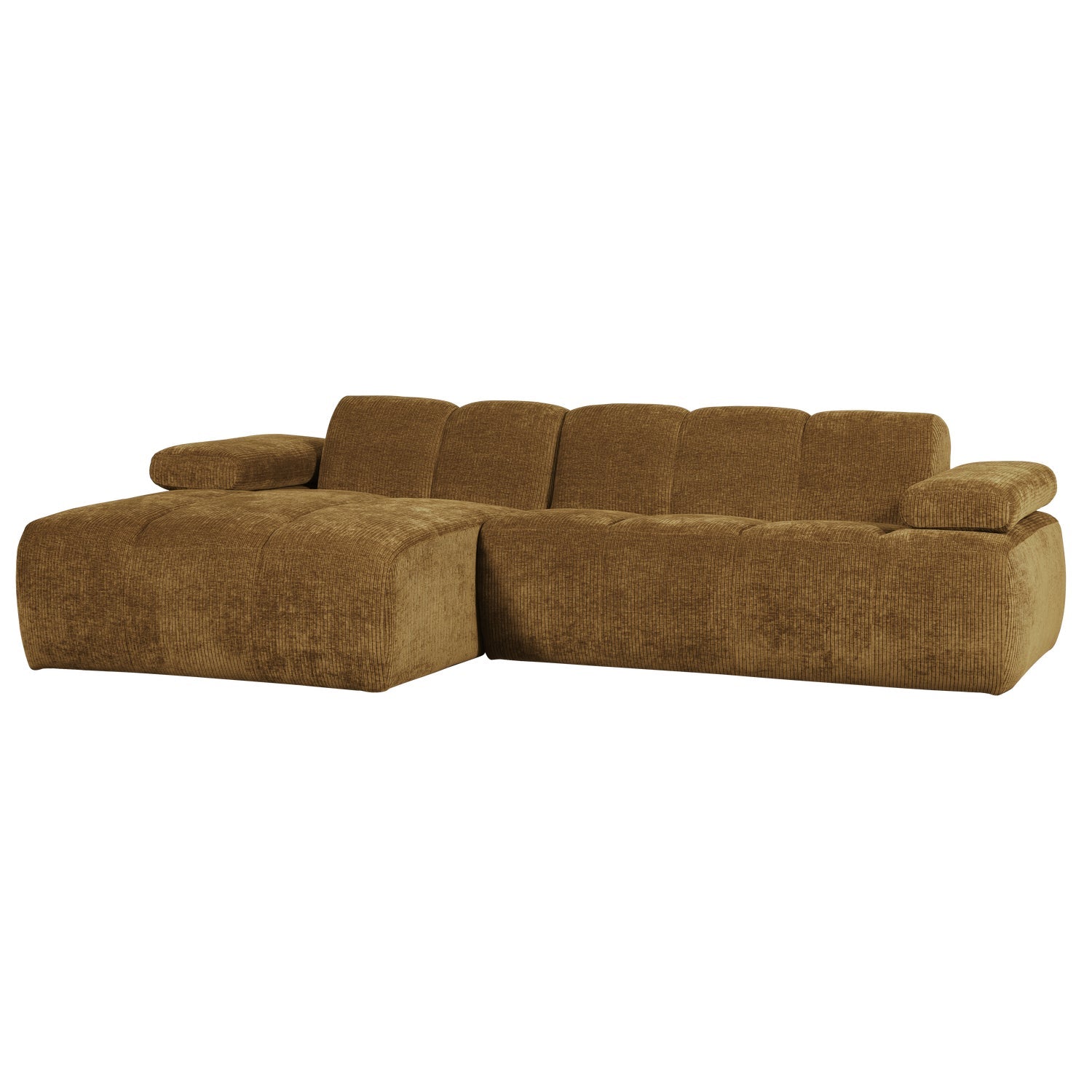 Modularer linker Ecksofa MOJO in dunklem Honigcord