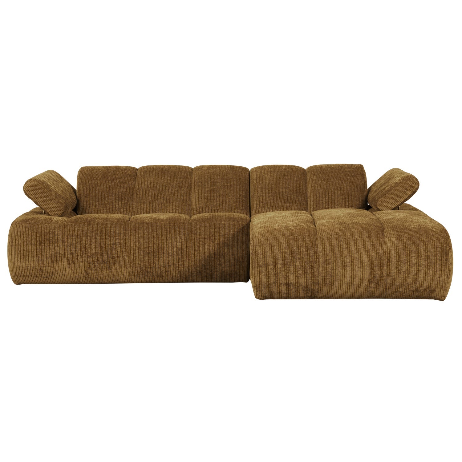 Modularer rechter Ecksofa MOJO in dunklem Honigcord