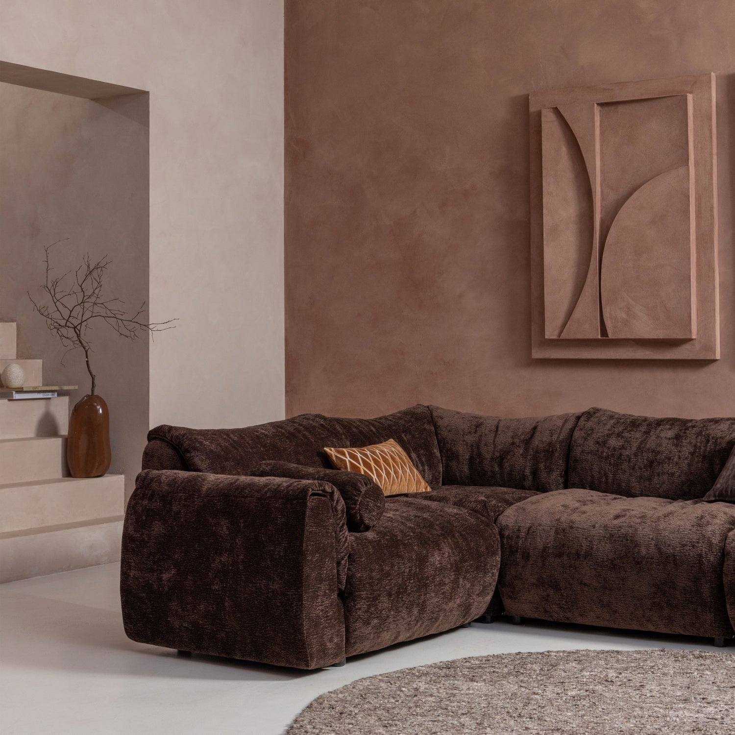 Modulsofa BAGGY - braunes Chenille-Element