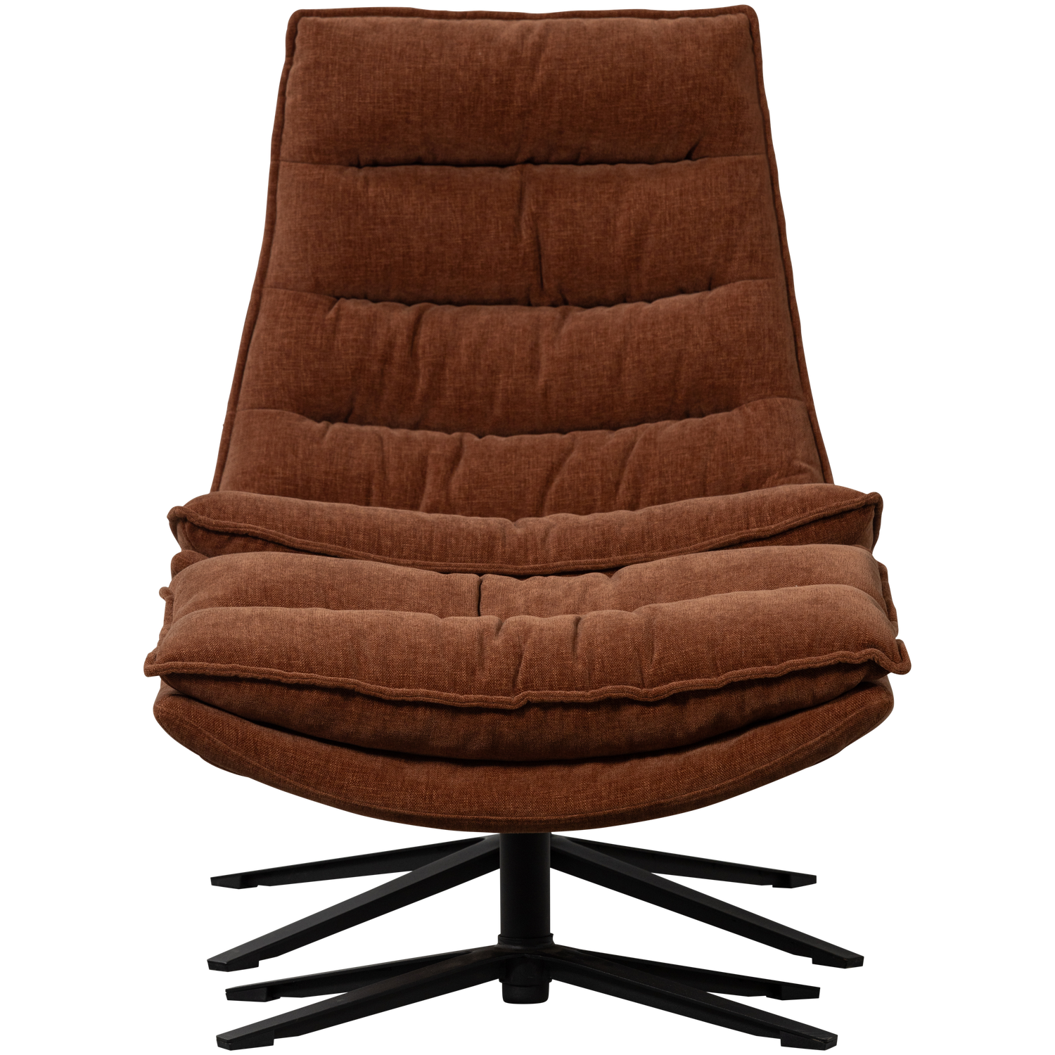 KUBE Brown Swivel Armchair with Footrest