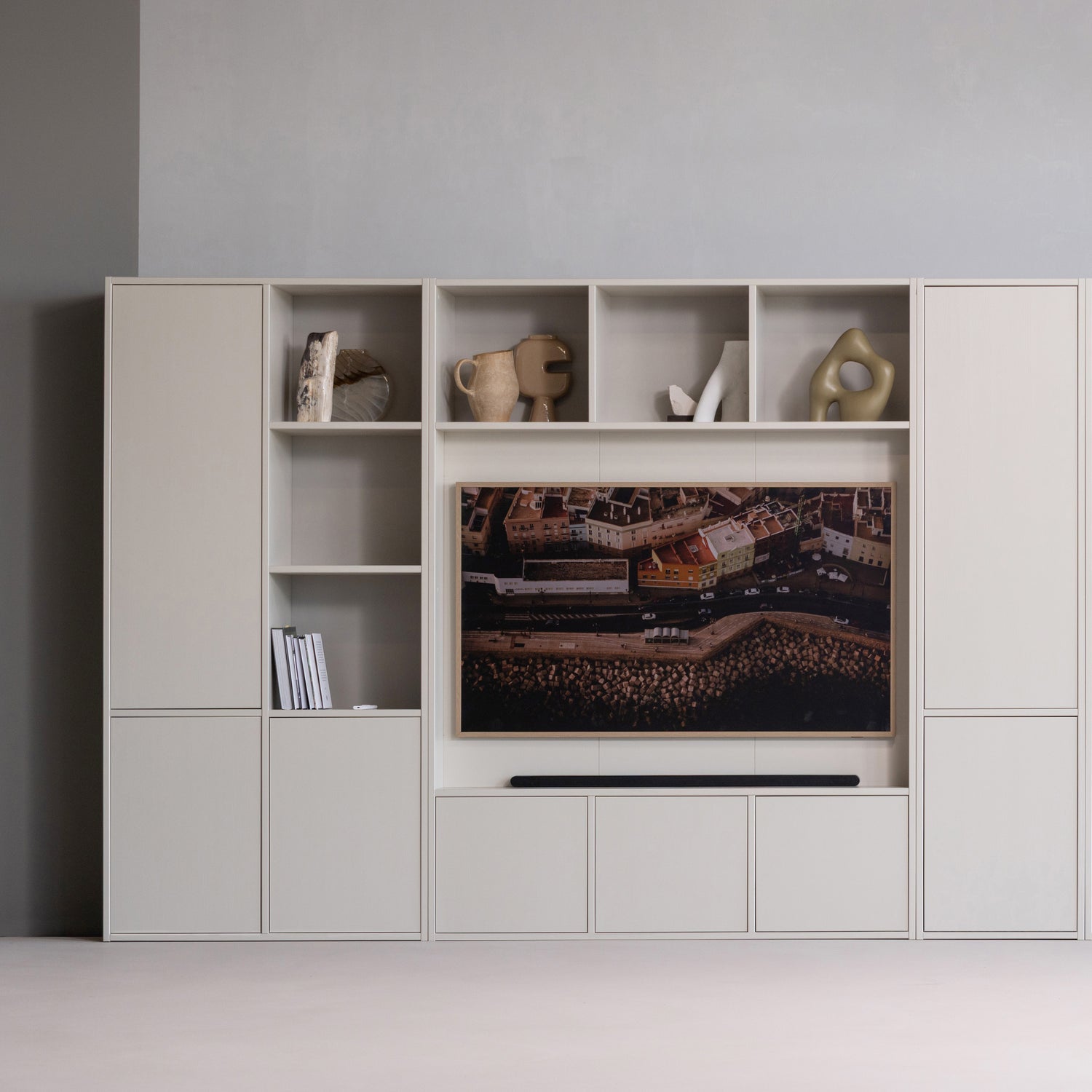 MEGGY wardrobe with shelves gray
