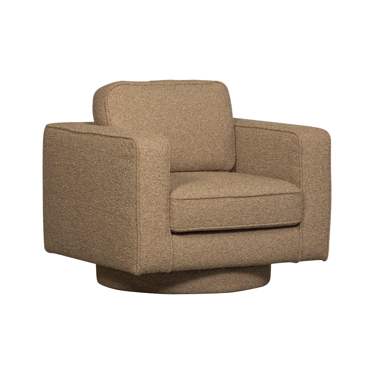 LAZY Brown Bouclé Swivel Armchair
