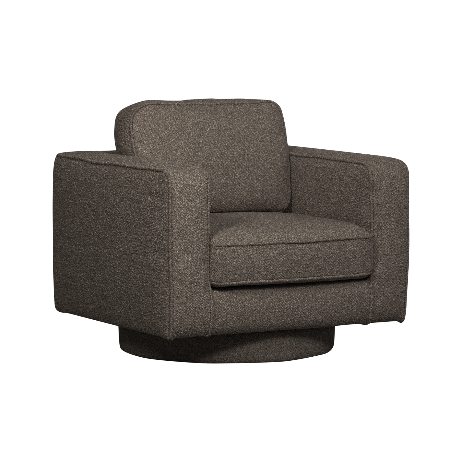 LAZY swivel armchair in anthracite bouclé