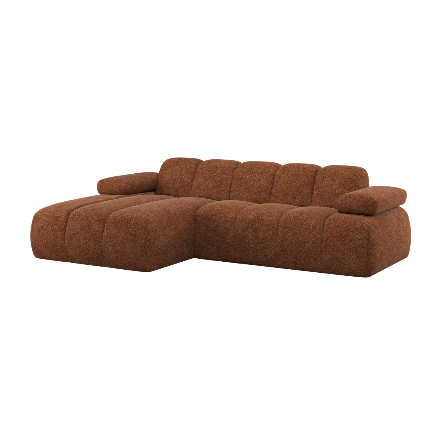 Left-facing modular sofa MOJO rusty brown lambskin