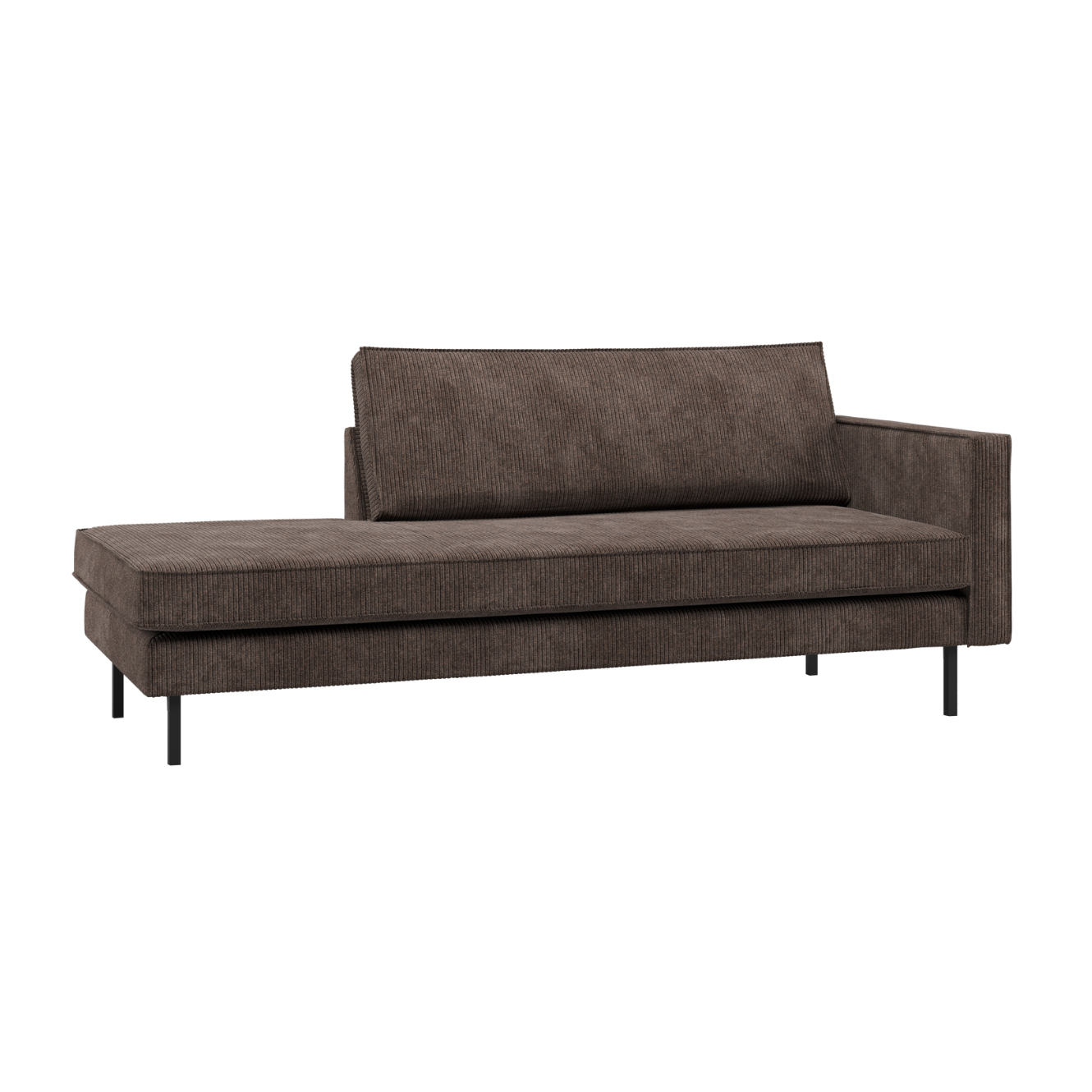 Right-facing chaise longue RODEO brown corduroy