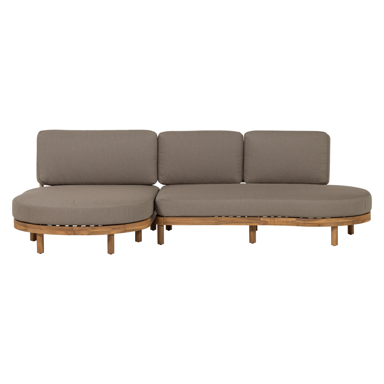 Left-sided garden corner sofa ZINTO gray with acacia wood base