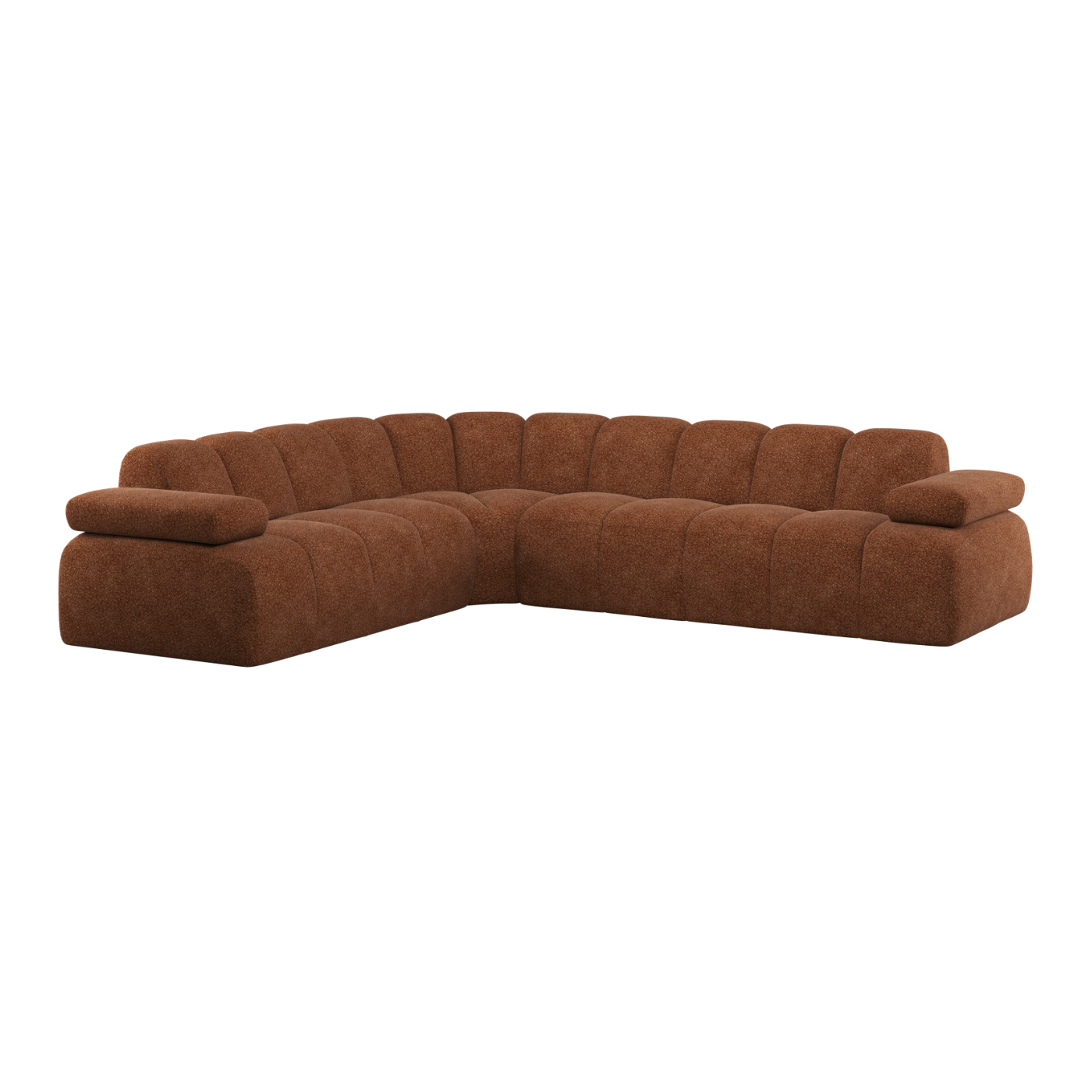 Left-facing modular sofa for 6 people MOJO rust brown lambswool