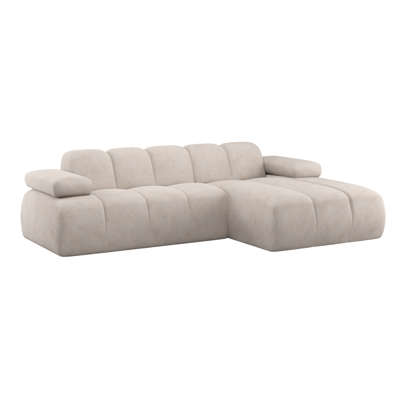 Right-facing modular corner sofa MOJO ecru corduroy