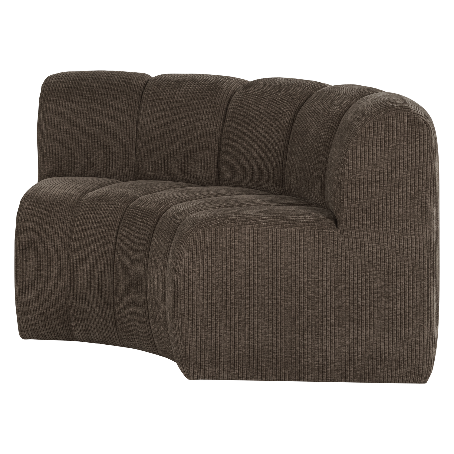 MOJO BENCH Modular Sofa - Brown Curved Corner Element in Corduroy