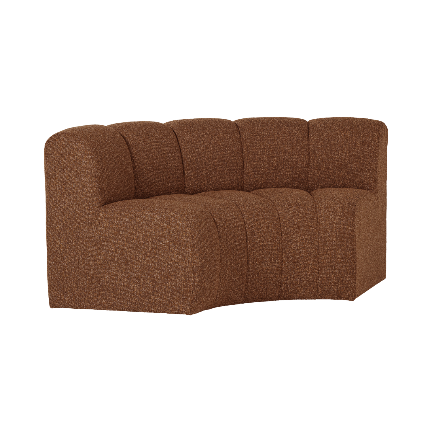 MOJO BENCH Modular Sofa - Curved Corner Element in Brick Brown Bouclé