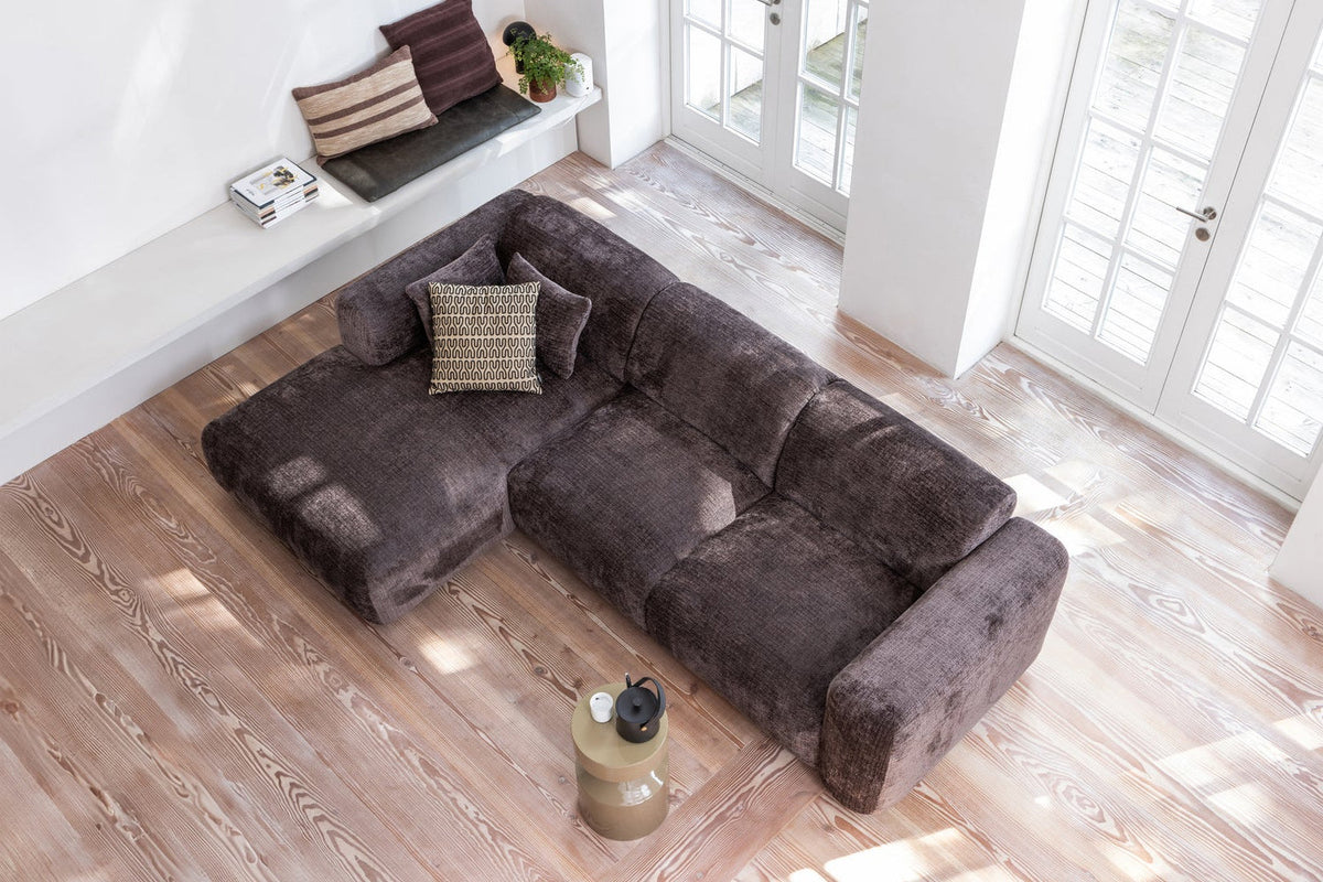 Left-facing CLOUD corner sofa in brown chenille