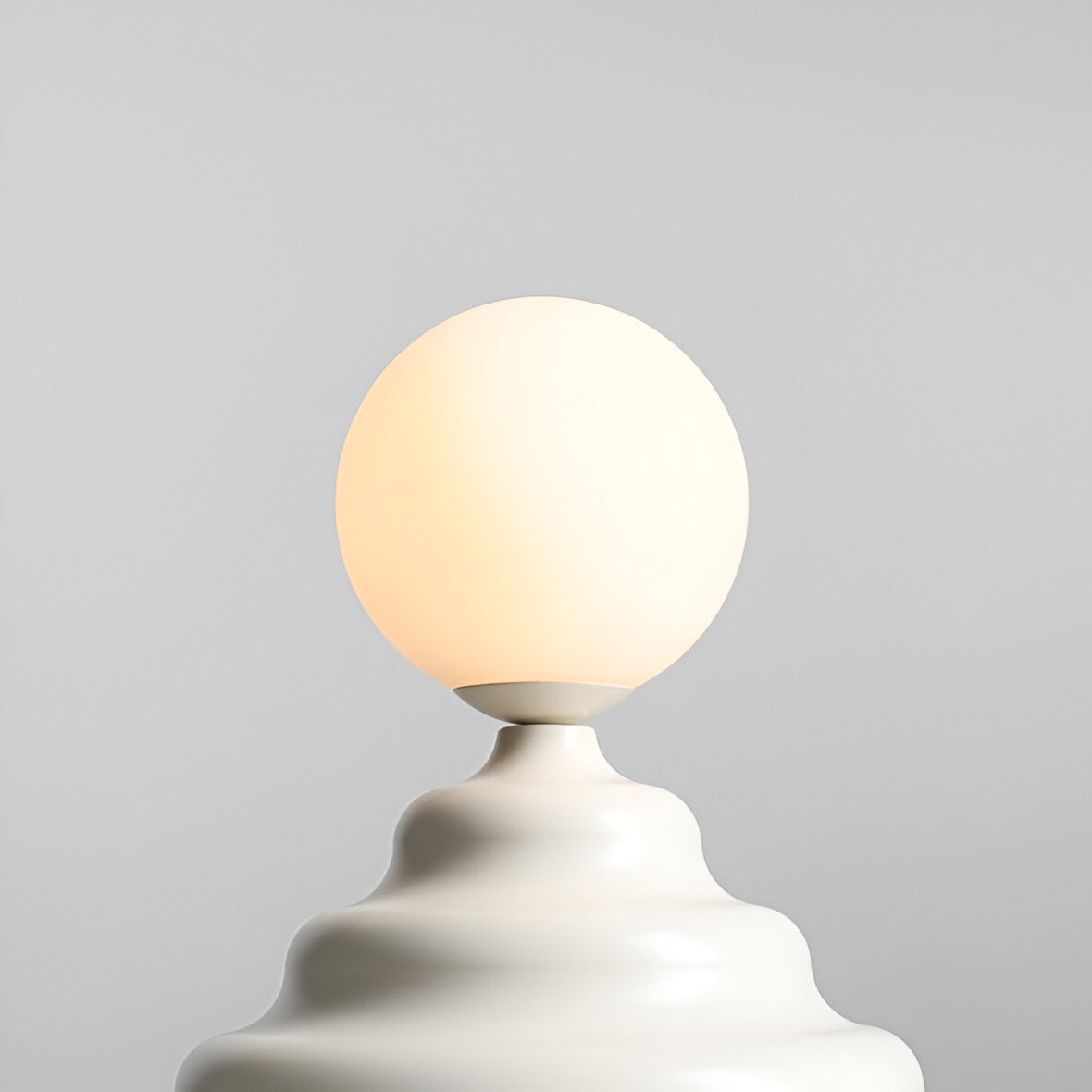 Table lamp with a glass lampshade cream wave