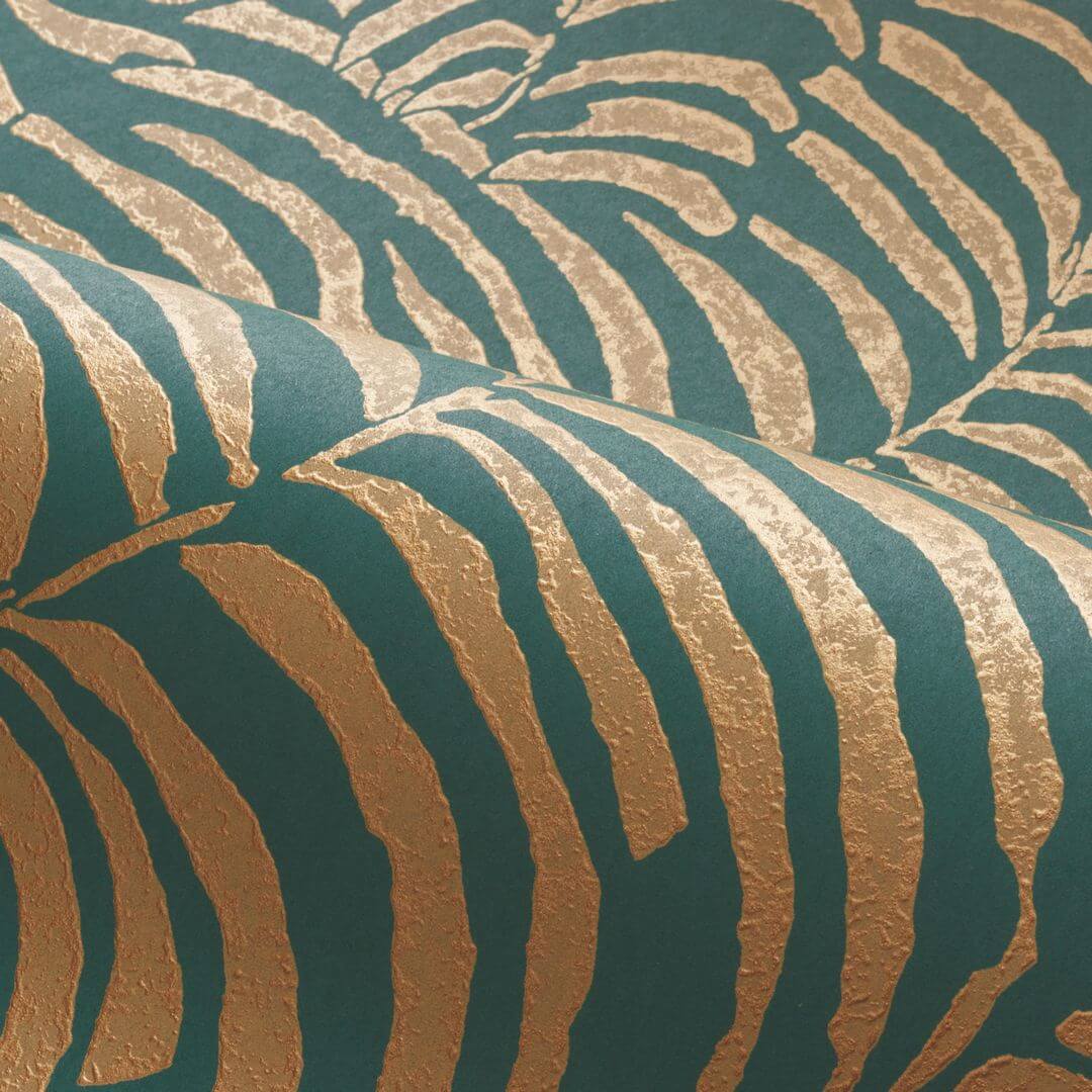 Vlies-Tapete mit Pflanzenmotiv NOBILE - JASPE/DORÉ grün mit Gold