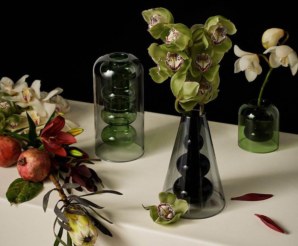 Vase BUMP grünes Glas