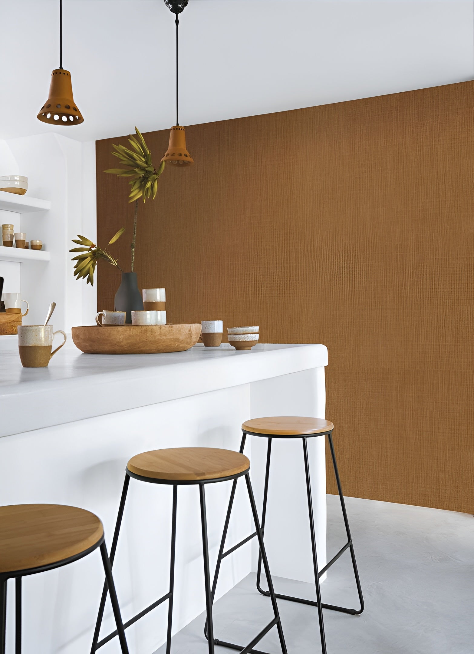 Structural wallpaper resembling linen canvas SHINOK - CEDRE ROUGE dark burgundy