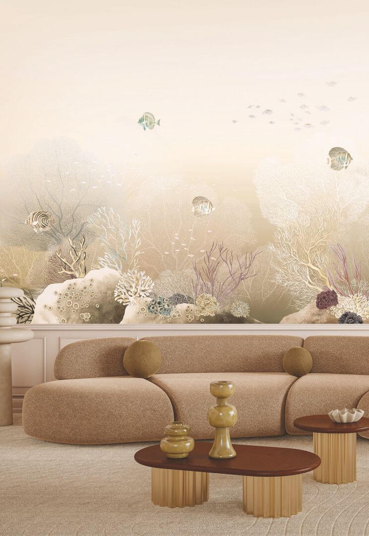 Wandbild mit maritimem Motiv POLYNESIE - GRÈGE beige