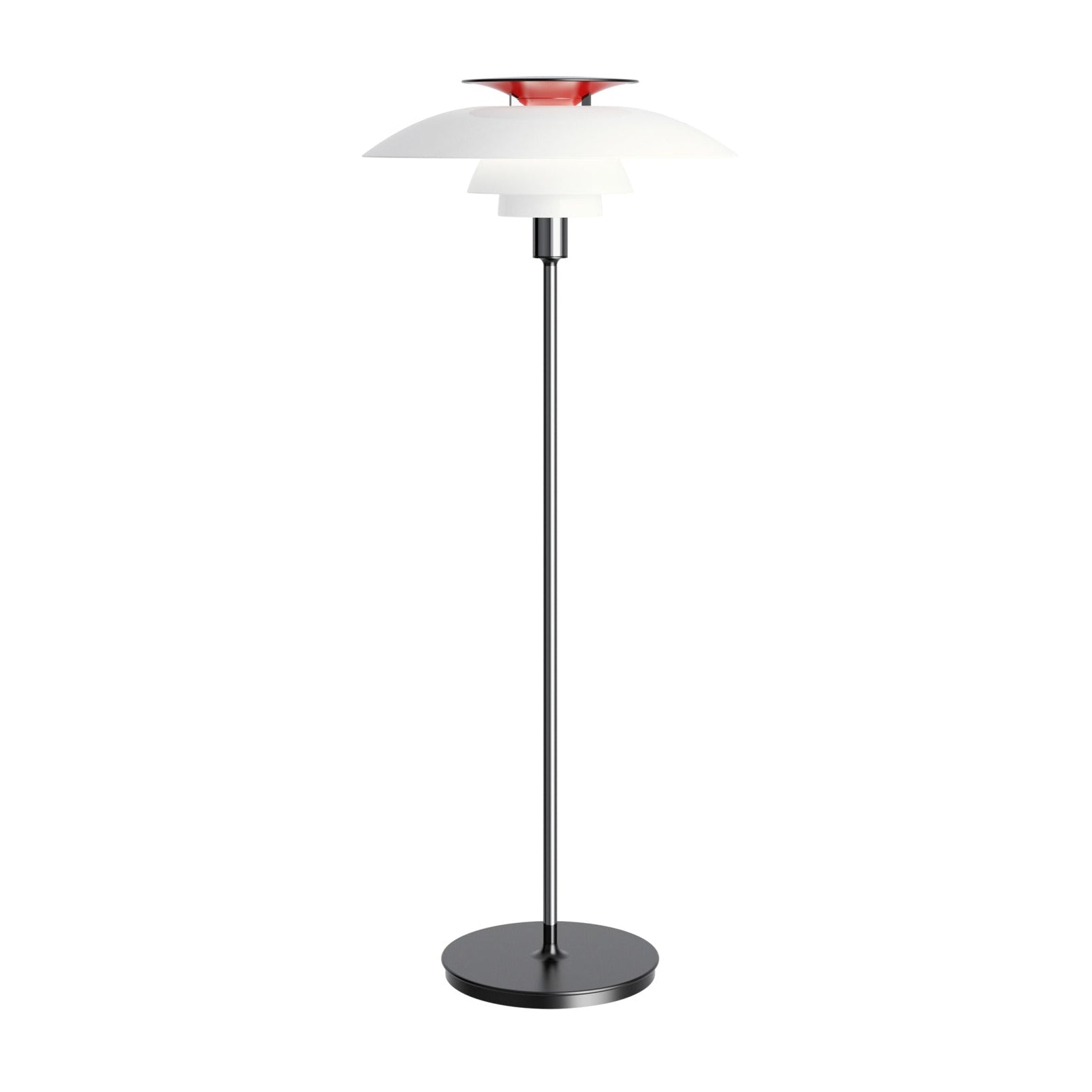 PH 80 white floor lamp with chrome base