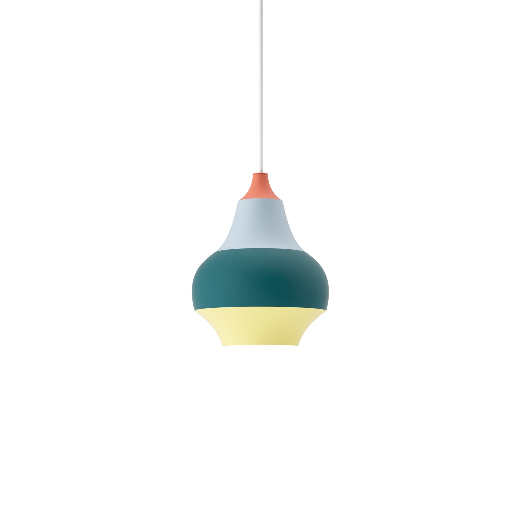 Pendant lamp CIRQUE yellow-green-blue with red tip