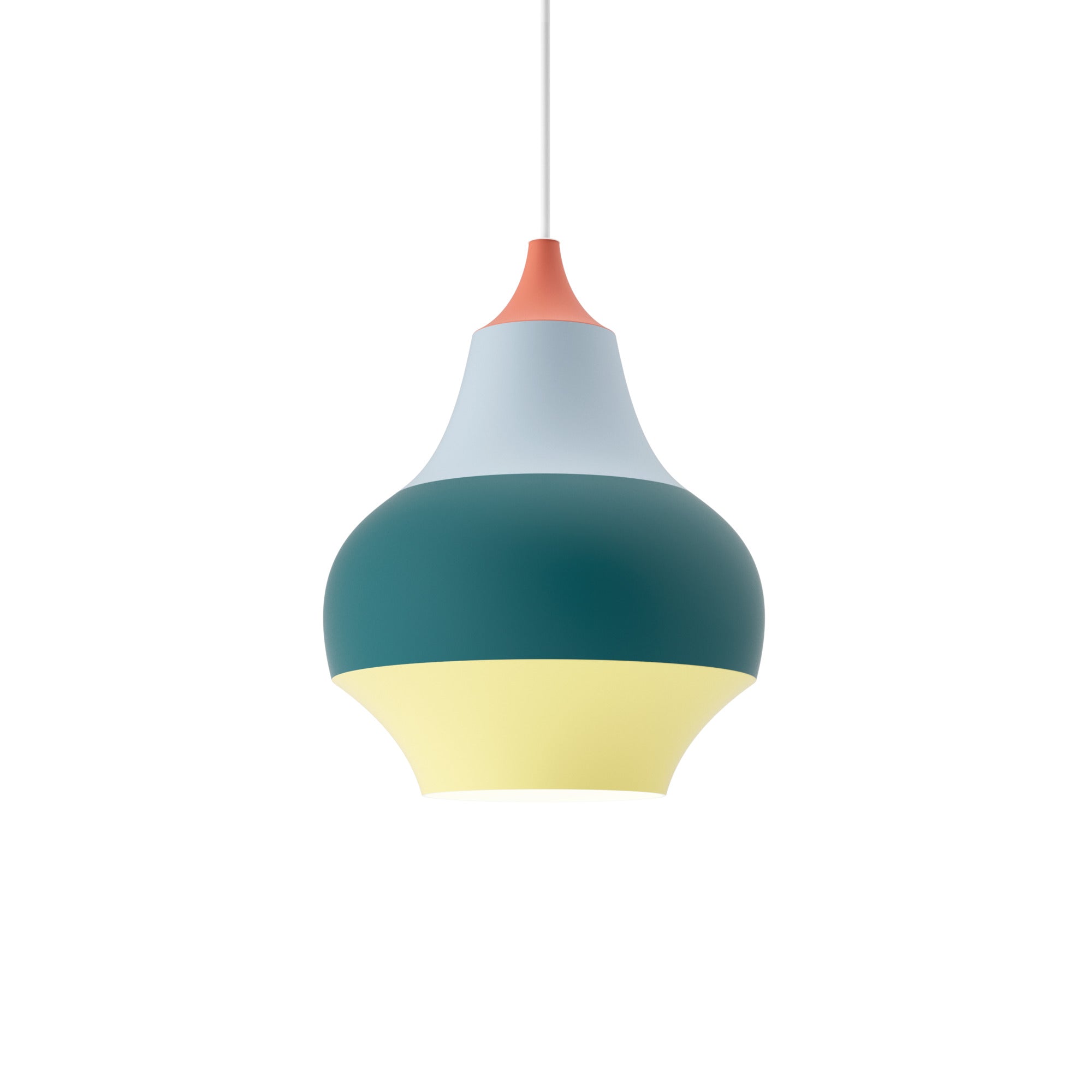 Pendant lamp CIRQUE yellow-green-blue with red tip
