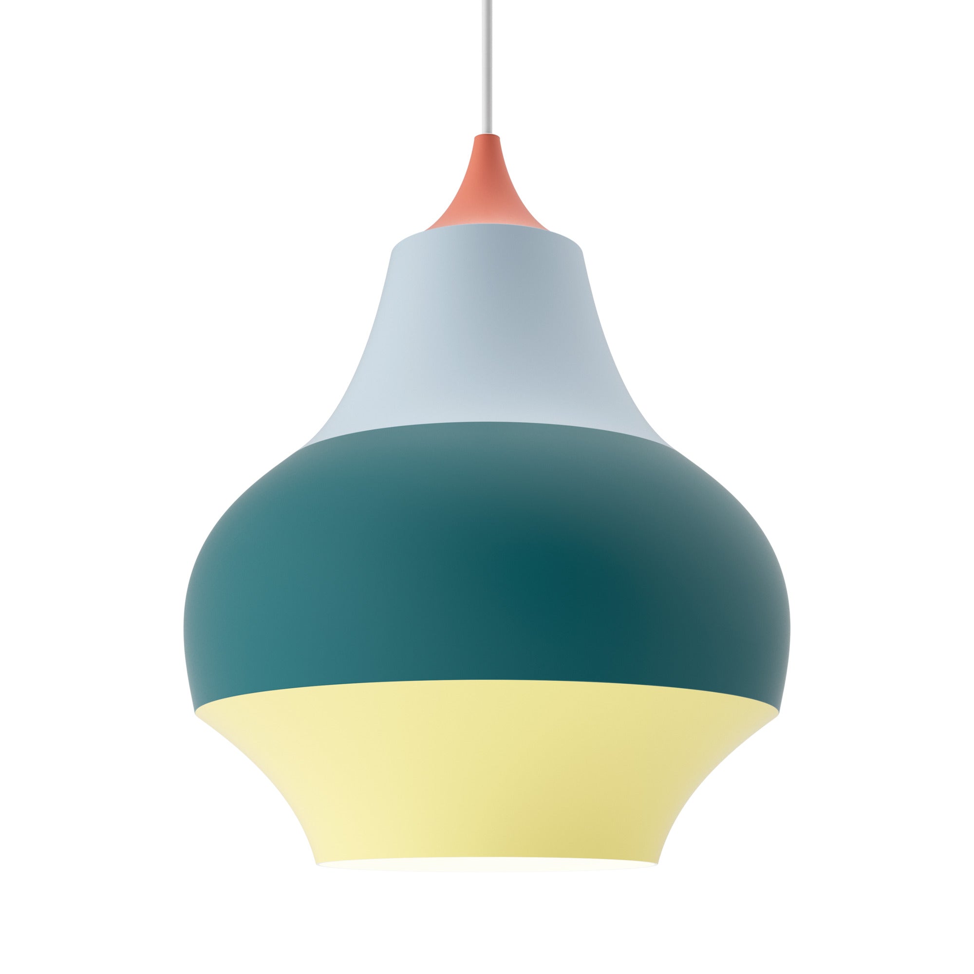 Pendant lamp CIRQUE yellow-green-blue with red tip